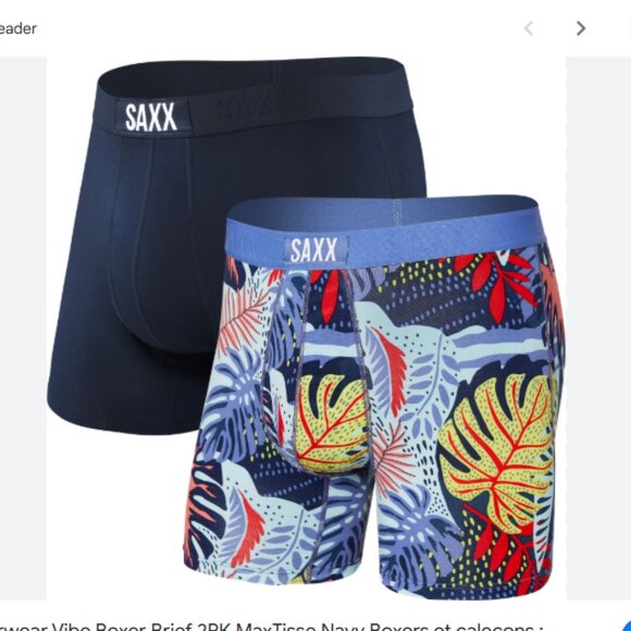 Saxx VIBE 2 pack Boxer Briefs Ultimate Comfort Max-Tisse/Navy - Picture 1 of 3